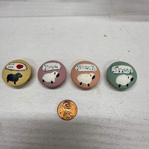 Hand painted button covers sheep Set Of 4